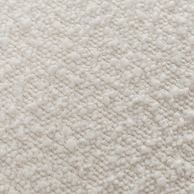 KINWELL 34" Boucle Swivel Barrel Chair with 18" Round Ottoman Set, Fully Assembled Set of Sherpa Accent Chair and Footrest, Modern Comfy Armchair and Footstool for Living Room and Bedroom, Cream