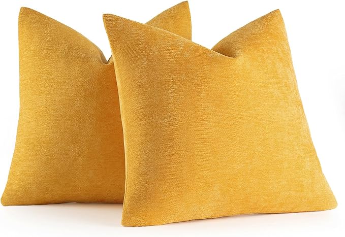 MIULEE Pack of 2 Goose Yellow Decorative Pillow Covers 20x20 Inch Soft Chenille Couch Spring Throw Pillows Farmhouse Cushion Covers for Home Decor Sofa Bedroom Living Room