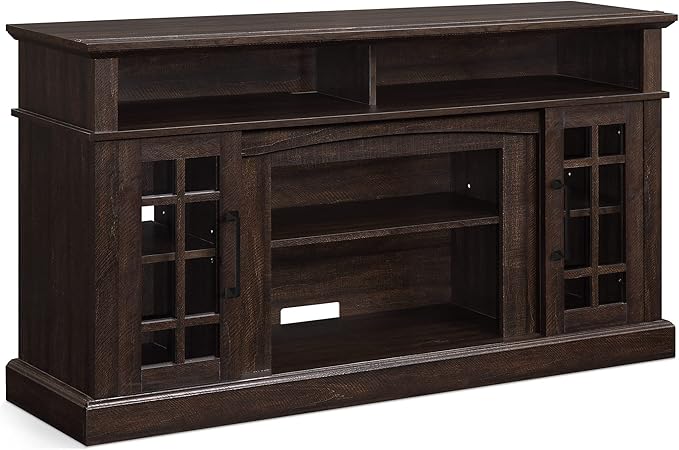 BELLEZE Traditional 58 Inch Rustic Wood TV Stand & Media Entertainment Center Console Table for TVs up to 65 Inches with Open Storage Shelves & Cabinets - Astorga (Espresso)