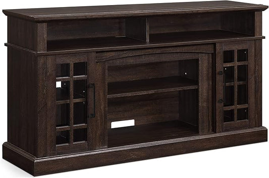 BELLEZE Traditional 58 Inch Rustic Wood TV Stand & Media Entertainment Center Console Table for TVs up to 65 Inches with Open Storage Shelves & Cabinets - Astorga (Espresso)