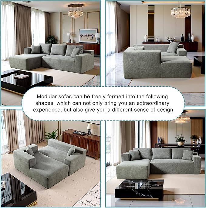 Sectional Couches for Living Room 106" L Shaped Cloud Couch Modern Modular Sectional Sofa Bad, Boneless Couch with Deep Seat, No Assembly Required (Chenille, Beige)