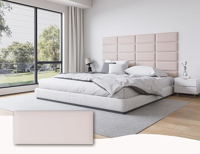 Peel and Stick Headboard Queen Size, 9PCS Upholstered Tufted Wall Mounted Bed Headboard Panels, Espaldar de Cama Queen, Modern Wall Panels for Bedroom, 10"x24" Each,Pink
