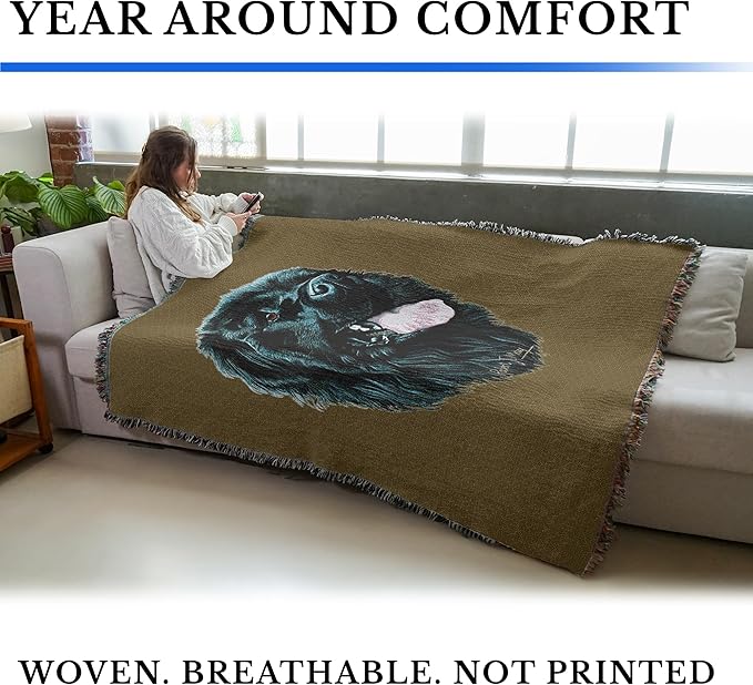 Pure Country Weavers Newfoundland Dog Woven Blanket Sand by Robert May - Gift Cotton Tapestry Throw - Made in The USA - 72" x 54"