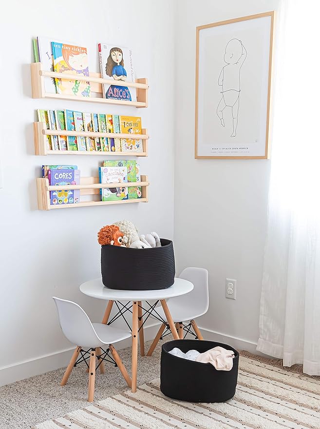 OrganiHaus Set of 3 Woven Baskets for Organizing | Cute Black Storage Basket for Toys & Cloths | Cotton Rope Basket for Decor | Shoe Basket Organizers & Storage | Decorative Storage Baskets & Bins