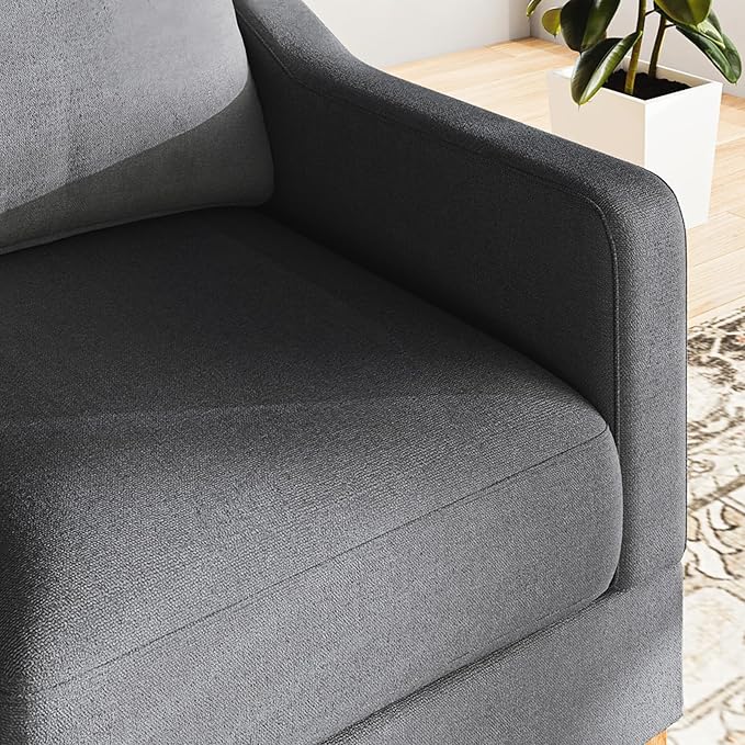 COLAMY Accent Single Sofa Chair with Arms,Comfy Upholstered Reading Accent Chairs for Bedroom,Single Sofa Chair with Wood Legs (Dark Grey)