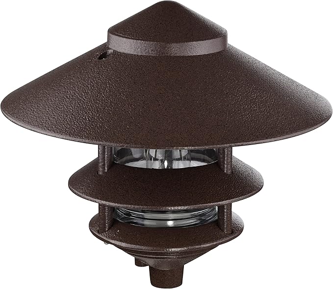 Nuvo SF76/637/04 Outdoor Pagoda Landscape Pathway Light, 3 Tier - Large Hood, Old Bronze (4 Pack)