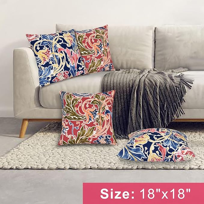 JMGBird 18×18 Inch Outdoor Lumbar Pillows Pack of 2 Colors Waterproof Throw Pillows with Insert Rectangular Decorative Garden Cushion for Home Furniture Patio Coach Sofa