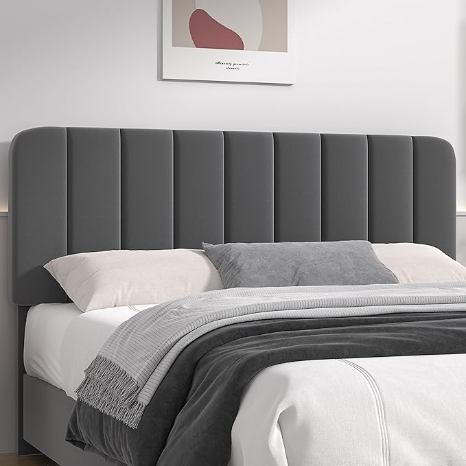 VECELO Queen Size Upholstered Bed Frame with 4 Drawers and Headboard, Velvet Platform Storage Bedframe, Wooden Slats Support, No Box Spring Needed,Dark Grey