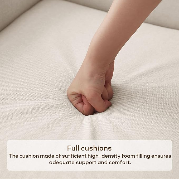 High Back Living Room Chairs, Fabric Accent Chair, Comfy Upholstered Armchair with Wooden Legs for Living Room, Bedroom, Apartment (2, Beige)