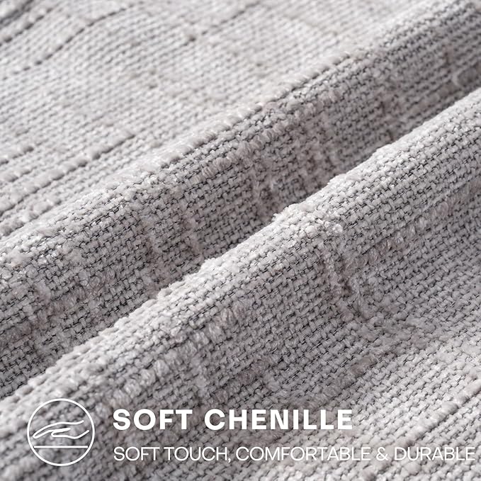 Decorative Throw Pillow Covers 16x16 Inch Set of 2, Soft Solid Farmhouse Chenille Couch Pillows, Spring Pillow Covers for Couch Sofa Bed Living Room Home Decor Pillowcase, Light Gray