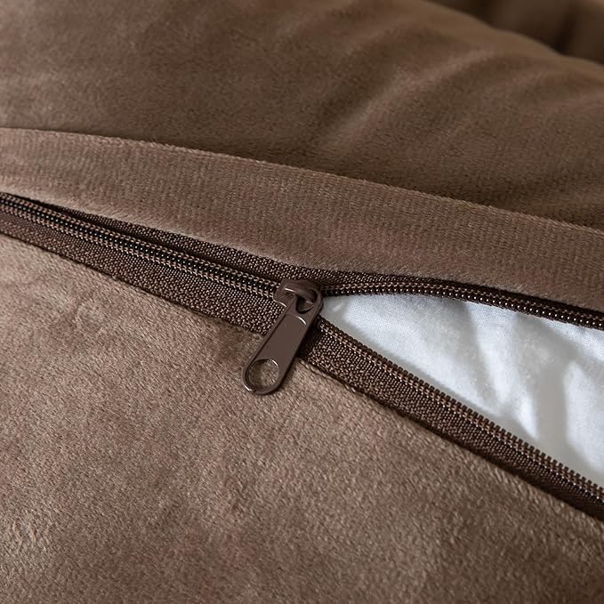 Yaertun Pack of 2 Chenille Textured Decorative Throw Pillow Covers Accent Solid Cushion Cover Soft Cozy Pillow Case with Velvet Back for Couch Sofa Bed Living Room 12x20 Inch Coffee