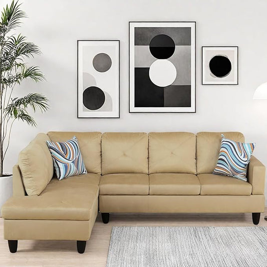 L Shaped Couch, Modular Sectional Sofa with Chaise, Modern Modular Sofas Furniture Sofa Couches for Living Room/Apartment/Office/Bedroom, Beige