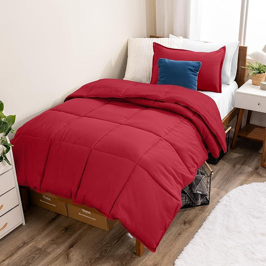 Bare Home Comforter Set - Twin/Twin Extra Long Size - Ultra-Soft - Goose Down Alternative - Premium 1800 Series - All Season Warmth (Twin/Twin XL, Red)