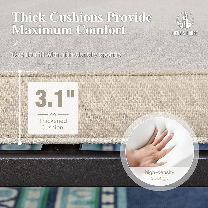 HERA'S HOUSE 5 Pieces Patio Dining Set, 4 x Woven Rattan Dining Chairs with Cushions, 42" Metal Round Dining Table, Patio Table and Chairs Set for Lawn Garden Backyard Deck