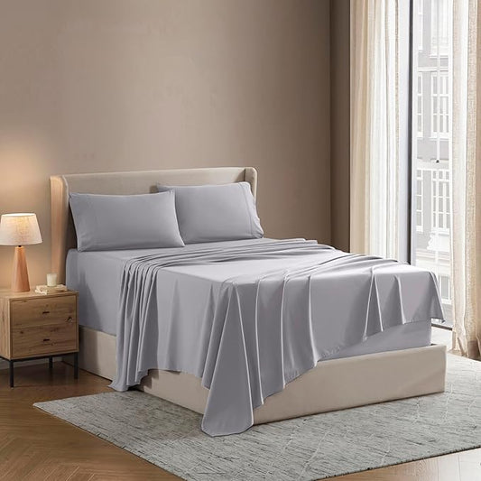 Nestl Full Sheet Set - Luxury 1800 Ultra-Soft Microfiber Full Bed Sheets - Double Brushed - Deep Pockets - Easy Fit - 4 Piece Set - Bedding Sheets & Pillowcases (Full, Grey Lavender)