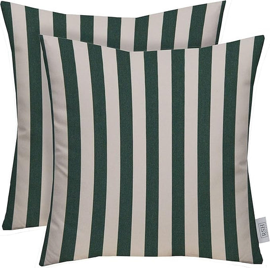 RSH DECOR: Sunbrella Square Throw Pillows Set of 2 | 17" x 17" | Water and Fade-Resistant Performance Fabric | Outdoor Pillow Covers with Down-Alternative Inserts | Mason Forest Green