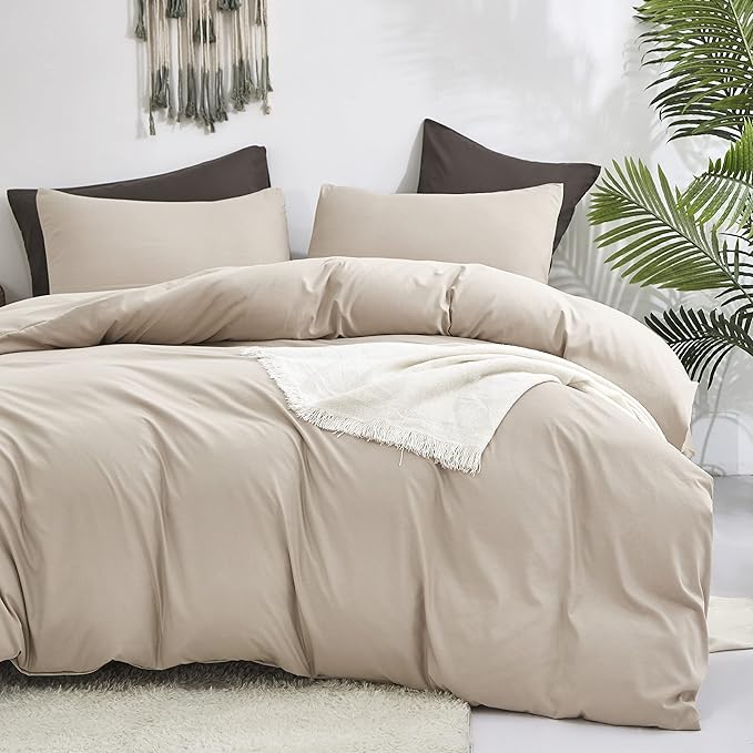 Luxlovery Beige Coffee Comforter Set Twin Light Khaki Bedding Set Kids Teens Bedding Set Solid Cream Coffee Blanket Quilts Ultra Soft Breathable Light Taupe Comforter Set