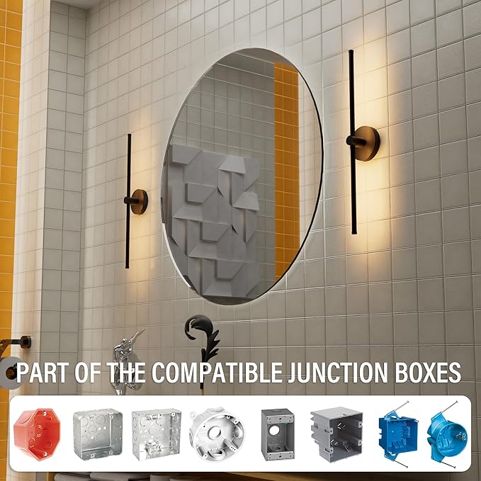 ZAGO 24 Inch LED Indoor Linear Wall Sconces Set of Two, 3CCT Switchable, Matte Black, Hardwired and Wall Mounted, Dimmable for Living Room, Hallway, Bedroom, 120-277V, 14W, 900LM, ETL Certified