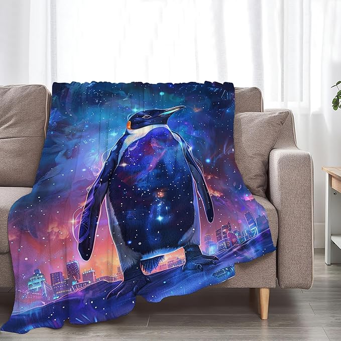 Fantasy Penguin Blanket Penguin Throw Blanket Penguin Gifts and Decor Animal Blanket for Girls Boys Women Men Kids Adults Soft Warm Cozy Fleece Blanket for Couch Sofa Bed 60"x50"
