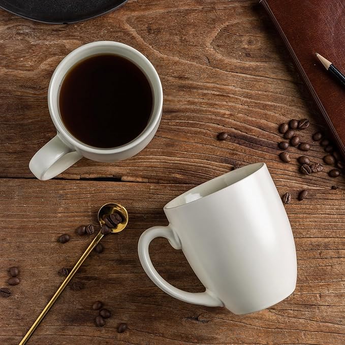 AmorArc 12oz Coffee Mugs Set of 6, Ceramic Coffee Mugs for Man, Woman, Dad, Mom, Modern Coffee Cups with Handle for Tea/Latte/Cappuccino/Cocoa. Dishwasher&Microwave Safe, Light Beige