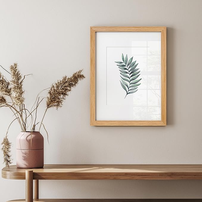 Axeman 9x12 Picture Frame | Solid Oak Wood 9 By 12 Photo Frame With Mat for 6x8 | 9''x12'' Wood Frame | Tempered Glass and Hanging Hardware Included Home Wall Decor Hanging Frame | Natural