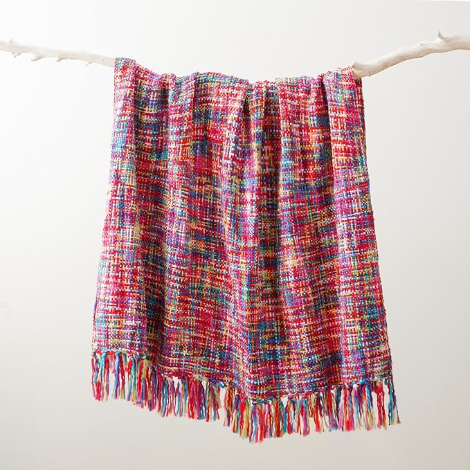 BATTILO HOME Multicolor Throw Blanket for Couch, Colorful Afghan Throw Blanket for Spring, Indoor Outdoor Throw for Home Decor, 50"x60"