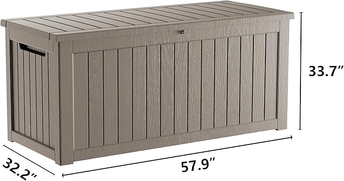 270 Gallon Heavy Duty Outdoor Storage Box - Extra Large Package Protection for Outside Deliveries, Patio Storage Bench & Resin Deck Chest with Lock, UV-Resistant, Slate Grey