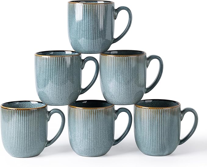 GBHOME Ceramic Coffee Mugs Set of 6, 12oz Handmade Ceramic Coffee Mugs Set with Gradient color for Latte/Tea/Beer/Hot Cocoa, Dishwasher & Microwave Safe