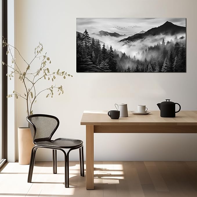 Canvas Wall Art for Living Room Bedroom Decor Wall Painting Large Artwork Modern Decorative Painting Black and White Landscape Picture Theme with Frame Ready to Hang Canvas Decor Size 20x40