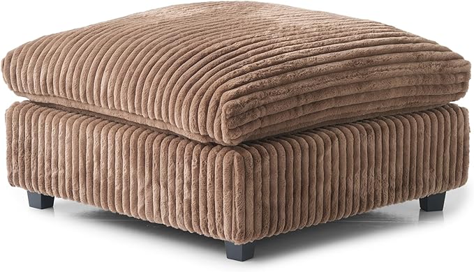 JACH 39.37" Modern Comfy Ottoman for Living Room, Oversized Ottoman Footstool, Cushion Covers Removable, Minimalist Ottomans for Party Bedroom Apartment (Brown)