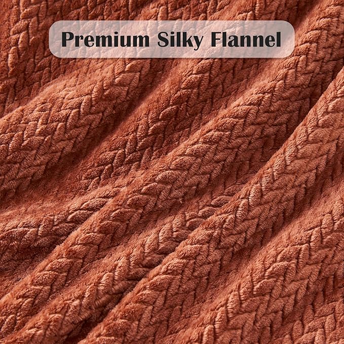 NEWCOSPLAY Super Soft Twin Blanket Coffee Premium Silky Flannel Fleece Leaves Pattern Lightweight Bed Blanket All Season Use (Coffee, Twin(60"x80"))