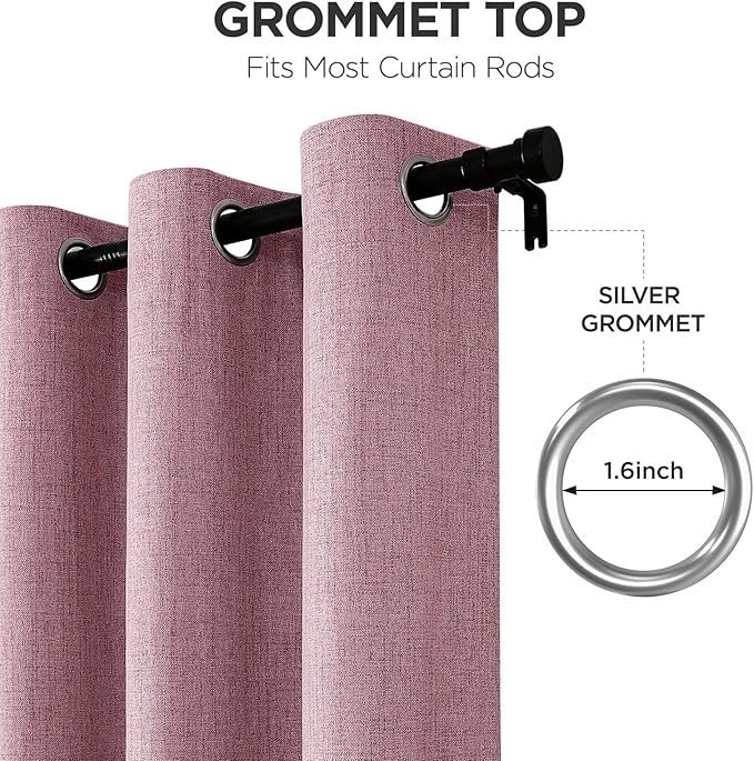 Joydeco Light Pink Blackout Curtains 84 Inches Long, Curtains 84 Inch Length 1 Panel for Bedroom, Thermal Insulated Linen Black Out Curtains with Grommets(100x84, Light Pink)