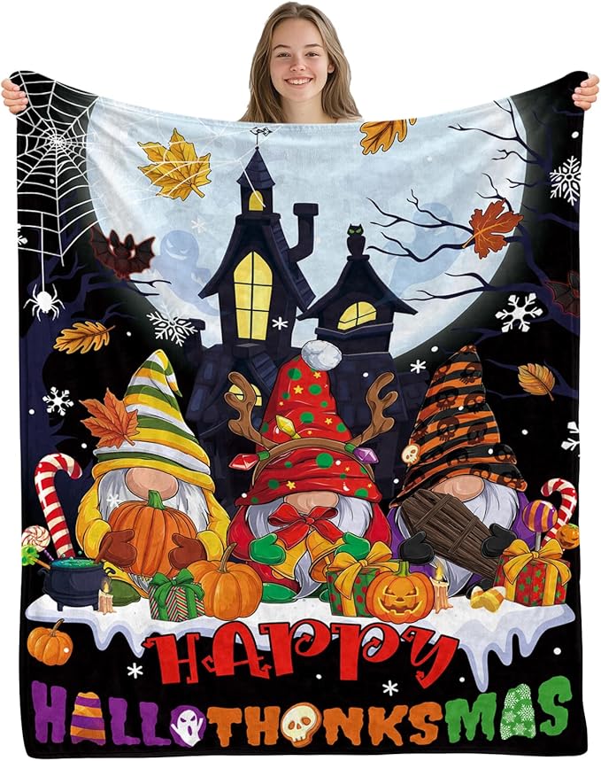 Halloween Blanket, Halloween Throw Blanket for Sofa Couch Room Bed, Xmas Gifts for Women Men Daughter Son Kids, Gifts for Thanksgiving, Pumpkin Gift, 60"x80"