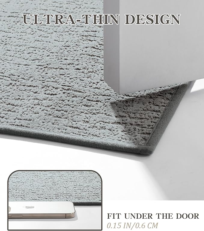 chakme Bathroom Rug Sets 2 Piece, Ultra Thin Bath Mat Quick Dry Bath Mat Set, Absorbent Bath Mat for Bathroom Non Slip Machine Washable, (Light Grey, 2 Piece)