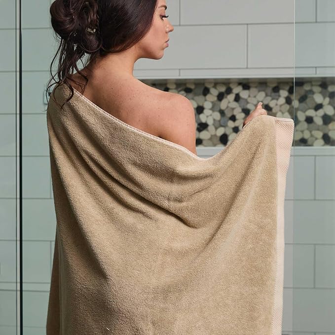 BedVoyage Luxury Bath Towels Set of 8 - Ultra Soft Plush Bathroom Towel Set - Highly Absorbent Viscose from Bamboo Bath Towels Ultra Soft - Spa Towel for Body - Champagne