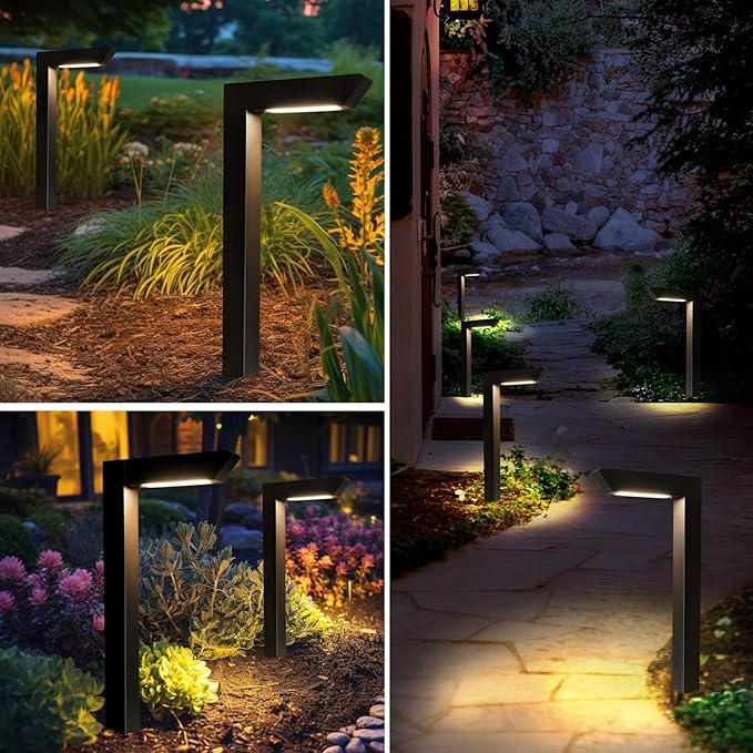 Energetic 5CCT Low Voltage Landscape Lights, 5W 200LM IP65 Waterproof LED Pathway Lights, 50000 Hrs, Outdoor Landscape Lighting, Square Modern Side Lit, Die-cast Aluminum Housing, ETL, Black, 4 Pack