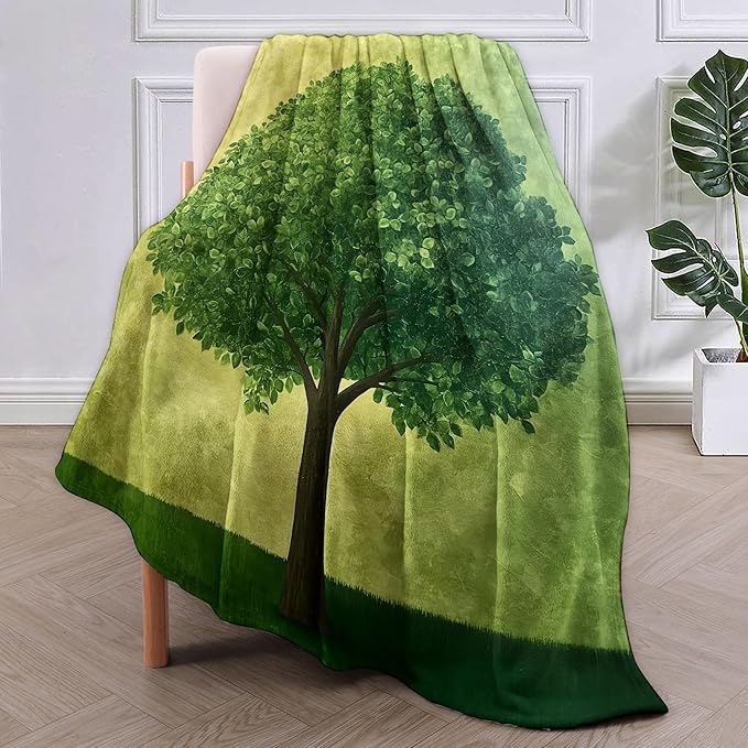 Verdant Tree Flannel Blanket, Tree Gifts, Tree-Themed Blanket for Women, Soft Lightweight Throw Blankets for Bed Home Travel Decor 50" x 60"