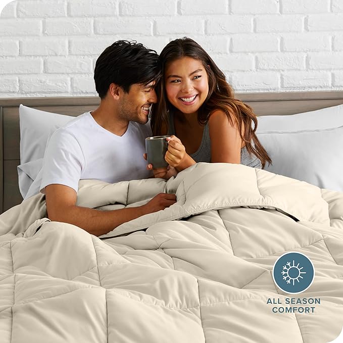 Bare Home Comforter Set - Queen Size - Ultra-Soft - Goose Down Alternative - Premium 1800 Series - All Season Warmth (Queen, Sand)