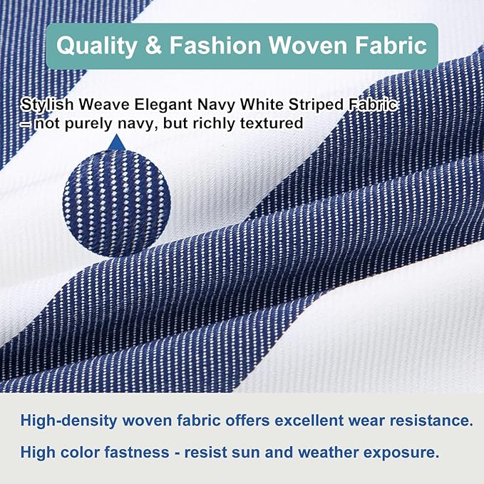Outdoor Throw Pillow Covers 18x18 Inch, Set of 2, Cover Only! Waterproof Fade Resistant Decorative Cushion Sham Pillow Cases for Patio Furniture Chair Couch Sofa - Navy White Striped