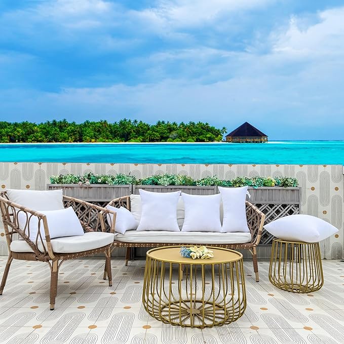 22x22 Inch Outdoor Throw Pillow Inserts, Pack of 2 - Premium Large Water-Resistant Decorative Pillows Stuffer for Sofas, Chairs,Patio Furniture, Porch Swing- White