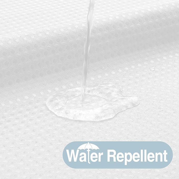 Colorful Star No Hook Shower Curtain with Snap in Fabric Liner, Waffle Weave Heavy Duty Thick Shower Curtains with Mesh Top Window, Hotel Style Waterproof Bathroom Curtain Set, 72 x 87 Inch, White