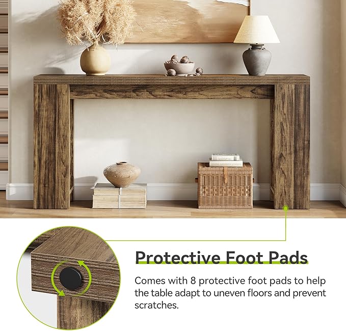 LITTLE TREE 70.9-Inch Long Entryway Table, Narrow Farmhouse Sofa Console Table for Living Room, Hallway, Walnut Brown