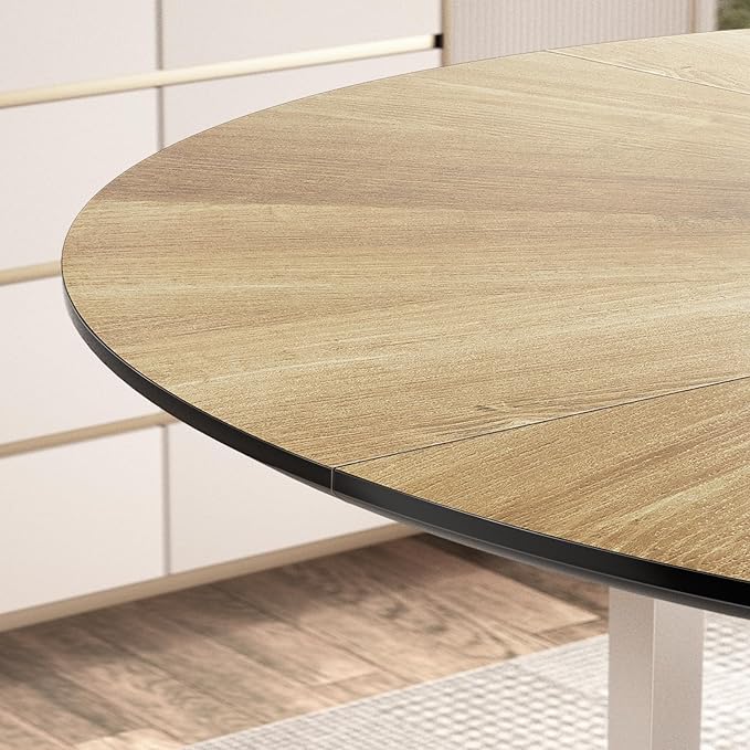 VFK 47 Inch Round Dining Table Set, Modern Wood Dining Table with Double Storage Rack, 2 Person Dining Table and Chair Set for Kitchen, Dining Room, Living Room