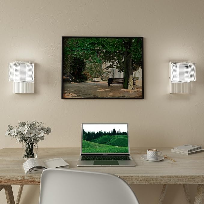 URSOLA Wall Sconce LED Wall Lamp with Oval Linear Sleek Lampshade 110 Volt Hardwired Wall Light 4000K Sconces Wall Lighting (Chrome)