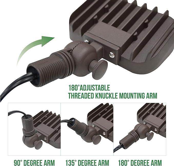 GKOLED 12W LED Flood Lights Outdoor, Aluminum Low Voltage Security Lights, Knuckle Mount Waterproof Wall Light, Landscape Lighting for Yard House Garden Garage, 9-15V, 800 Lumen, 3000K, Brown