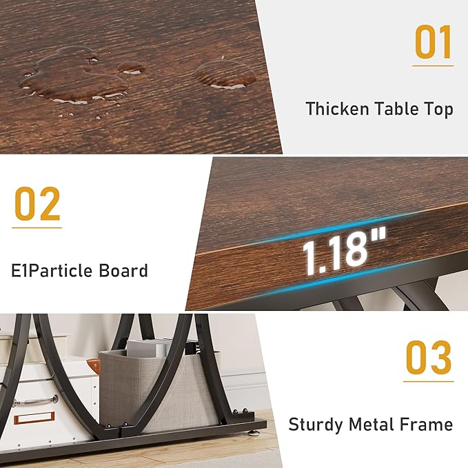 JUSTOGO 41.3" Industrial Entryway Table, Narrow Wood Sofa Console Table with Geometric Metal Legs and Ellipse Base, Living Room Furniture for Foyer, Hallway, Entrance, Rustic Brown