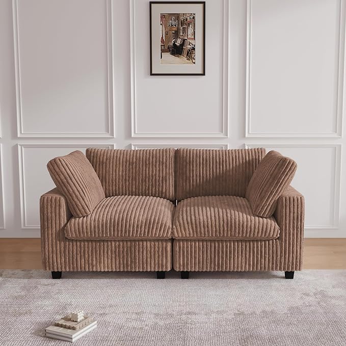 JACH 78" Deep Seat Sectional Couches, Convertable Sleeper Sofa for Living Room, Love Seat Couch, Sofa Covers Washable, Modular Sectional Sofas for Living Room, Apartment, Brown