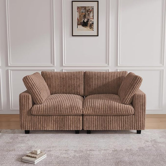 JACH 78" Deep Seat Sectional Couches, Convertable Sleeper Sofa for Living Room, Love Seat Couch, Sofa Covers Washable, Modular Sectional Sofas for Living Room, Apartment, Brown