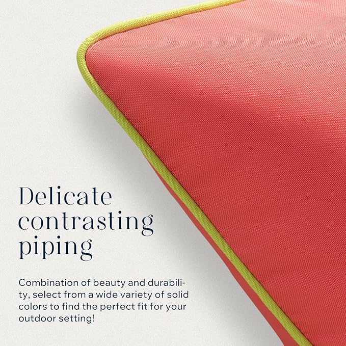 Phantoscope Pack of 2 Outdoor Waterproof Throw Pillow Covers with Contrast Piping, Decorative Square Cushion Case Patio Pillows for Couch Tent Sunbrella, Rose Pink 12x20 inches