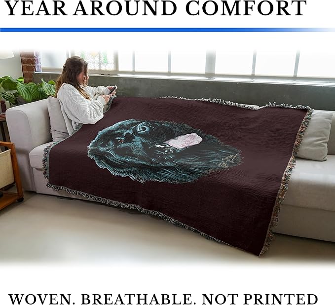 Pure Country Weavers Newfoundland Dog Woven Blanket Red by Robert May - Gift Cotton Tapestry Throw - Made in The USA - 72" x 54"